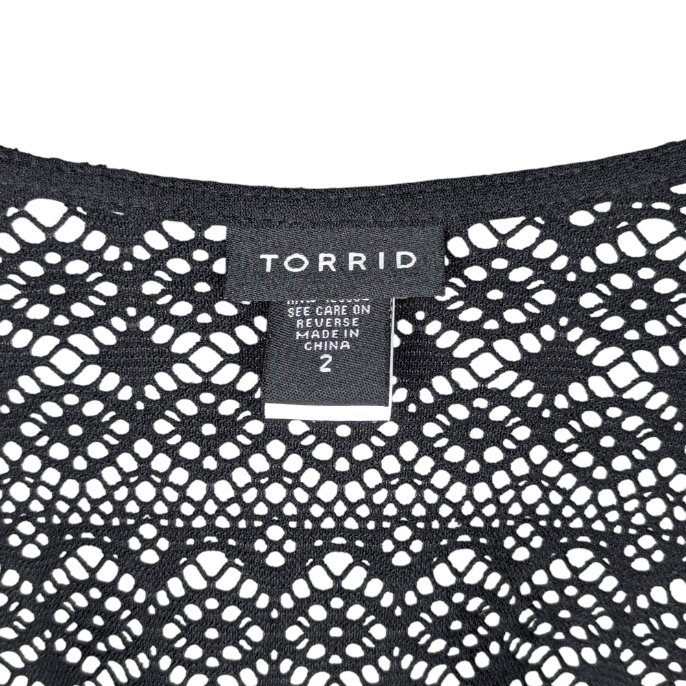 Torrid Size 2 Black Open Knit Lace Kimono Cardigan Swim Cover Up - Picture 10 of 12